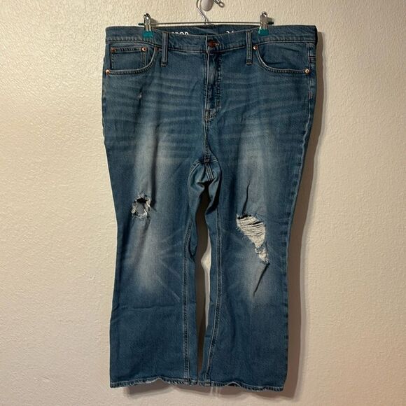J. Crew Distressed Demi Boot Crop Jeans Size 34 - Picture 1 of 7
